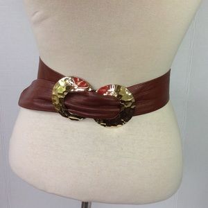 Vintage Schaffer Brown Leather Hammered  Buckle